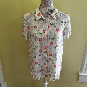 NWT ModCloth Veggie Print Button Up Size Large